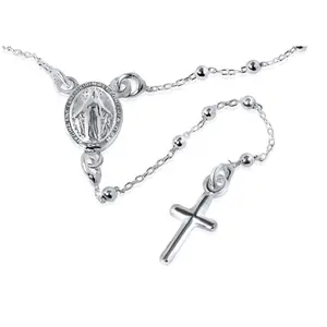 Sterling Silver Rosary Necklace