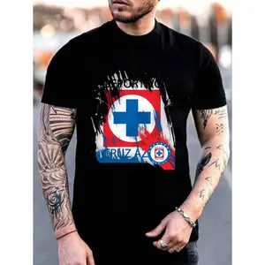 Cruz Azul A.C. Football Printed Loose-Fit Basic Shirt - 100% Cotton, 180g, Breathable, Machine Washable