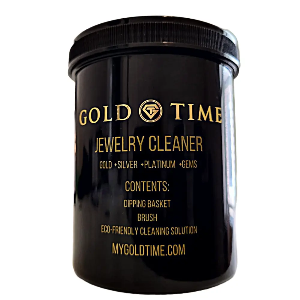 Gold Time Liquid Jewelry Cleaner - Household Home Supplies for Gold, Silver, Platinum, Gems with Cleaning Brush, Ideal Gift