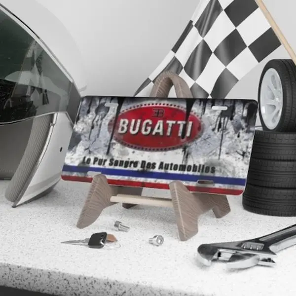 Bugatti License Plate, Luxury Car Brand, Vintage Style, Automotive Logo