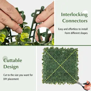 COSTWAY - 12 Pieces 20 Inch x 20 Inch Artificial Hedge Eucalyptus Panels