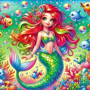 5D DIY Full Drill Diamond Painting - Diamond Painting Kit Mermaid Princess Mosaic Canvas DIY Wall Art, Home Wall Decoration