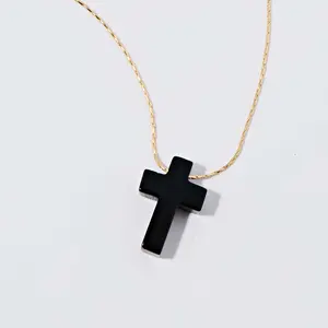Onyx Cross Expandable Necklace