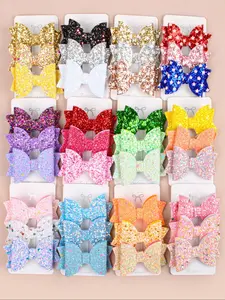 Cute Glitter Bowknot Design Cut Out Bow Hair Clips, Colorful Hair Accessories for Women & Girls, Fashion Hair Accessories for Party, Daily Clothing Decor