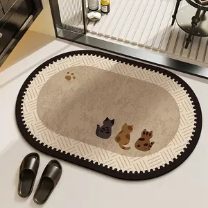 Non-Slip Bathroom Mat, Quick-Dry Absorbent Kitchen & Bath Entrance Rug, Durable Shower Room Accessory, Quick Drying Mat, Non Slip Mats, Diatomite Bath Mat