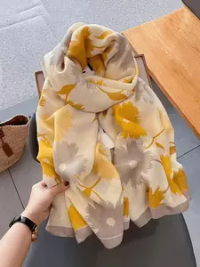 Women’s Embroidered Sheer Scarf Lightweight Elegant Floral Shawl Soft Wrap