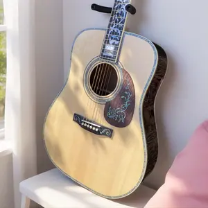 Natural Dreadnought Acoustic Guitar Vine Inlay fingerboard Solid Spruce Top