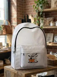 Ghost Pocket Backpack with Fun Design, Fashionable Casual Style, Spacious Storage, Ideal for School, Travel, All Seasons Use