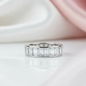 Emerald Cut Diamond Option Eternity Wedding Band