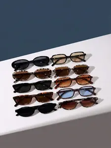 10 Pairs Narrow Frame Multicolor Classic Sunglasses, Uv400 Protection, Perfect for Music Festivals, Daily, Travel Photos