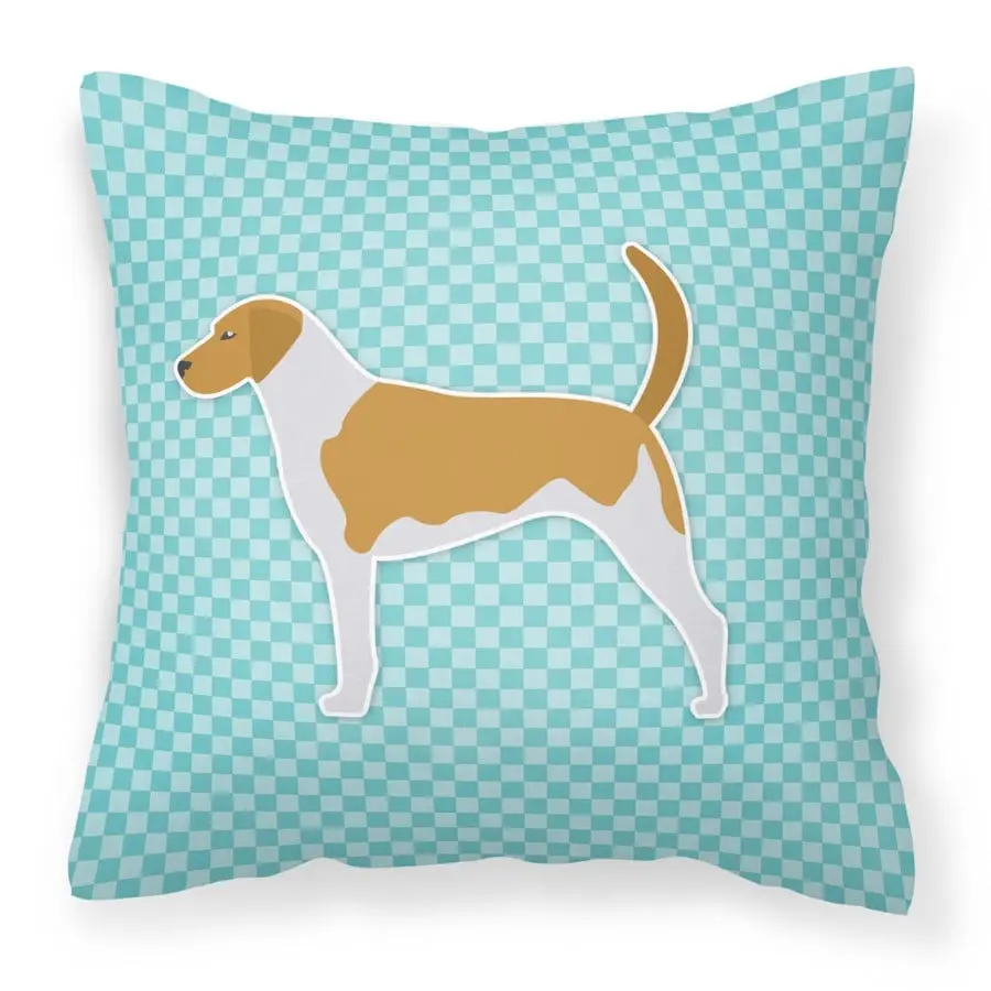 American Foxhound Checkerboard Blue Polyester Decorative Pillow, Fade Resistant, Machine Washable, Indoor or Outdoor Pillow