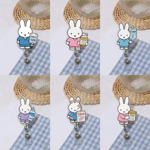 Kawaii Bunny Shaker Badge Reel, Acrylic Medical ID Holder, Nurse Ophthalmologist Gift