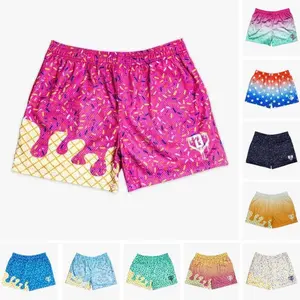 Ice Cream Mesh Shorts Men Breathable Quick Dry Summer Shorts Streetwear Basketball Athletic Shorts