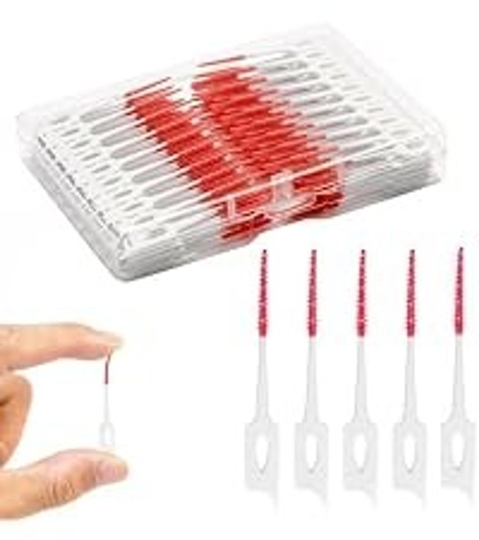 300PCS Dental Floss Picks,Dual-Use Interdental Brushes,Soft Silicone Brush Head Toothpicks, Tooth Picks Flossers for Teeth Braces Cleaning (Blue)