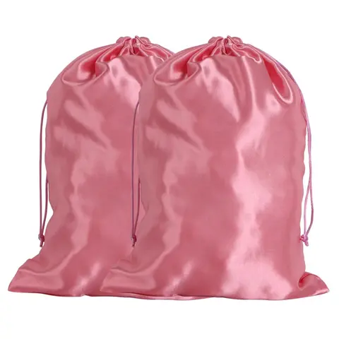 2pcs Solid Drawstring Hair Wig Storage Bag, Satin Wig Pouch, Wig Storage Organizer for Home & Salon Storage Bags Set