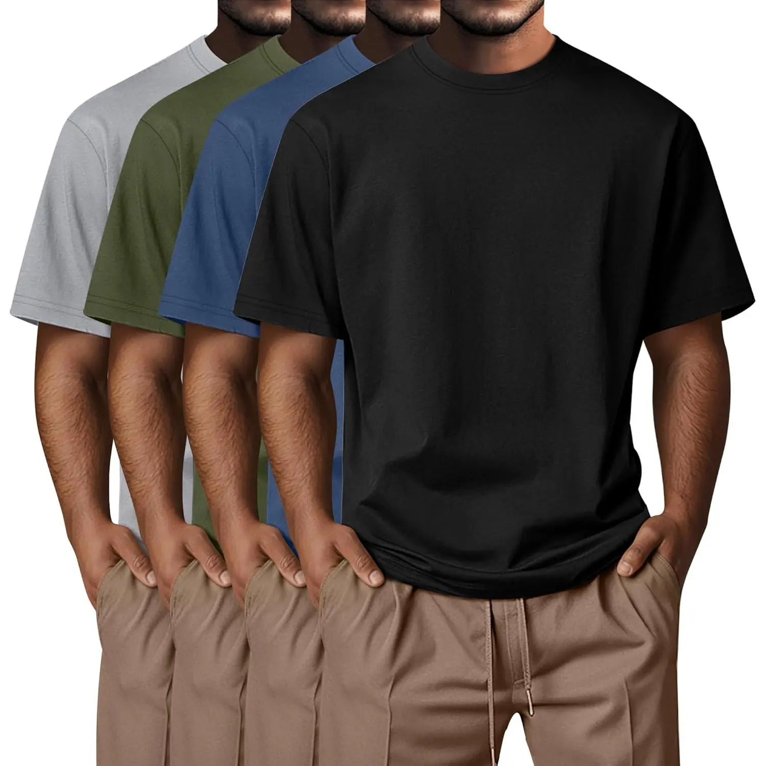 Light Gray, Army Green, Haze Blue, Black