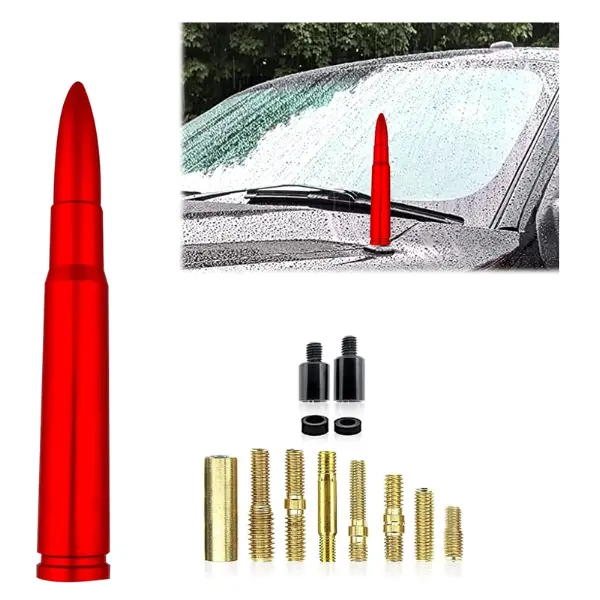 1 PC Car Bullet Antenna, 50 Cal Bullet Antenna, Antenna Topper Replacement, Heavy Duty Pickup Truck Accessories, Fit for GM Chevy Silverado 1500 2500 3500 HD GMC Sierra 1500 2500 3500 (Red)