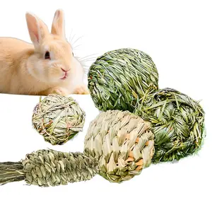 Eco-Friendly Woven Grass Ball - Rabbit Molar Toy Made of 100% Natural Timothy Hay, Supports Oral Health and Keeps Bunnies Mentally Stimulated Reduce Cage Chewing, and Provide Hours of Entertainment