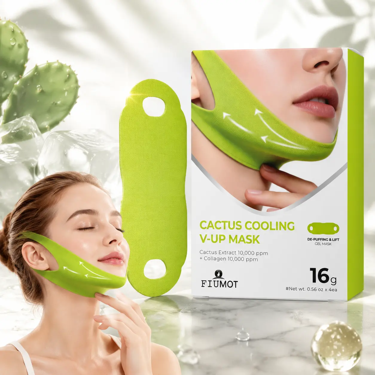 Cactus V-Lift Face Mask 4PCS | Jawline Tightening & Skin Firming Sheet Mask With Hydration Support Helps Improve Sagging Skin Puffiness And Face Contouring For Smooth Toned Looking Skin Gift Ready For Mothers Day Valentines Day And Holiday Skincare Gifts
