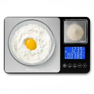 KitchenTour Dual Platform Food, 0.001oz/33lb Scales Weight Grams and Ounces for Home Cooking Baking Meal Prep Sourdough Bread, Stainless