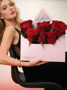 Amalee 10 Pack Pink Flower Bouquet Envelope Boxes with Greeting Cards, Premium Cardboard Floral Gift Boxes for Arrangements, Elegant Florist Packaging for Mother's Day, Valentine's, Anniversary