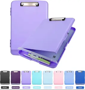 A4 Clipboard with Storage  Heavy Duty Plastic Clipboard with Storage and Pen Holder, Side-Opening, Violet