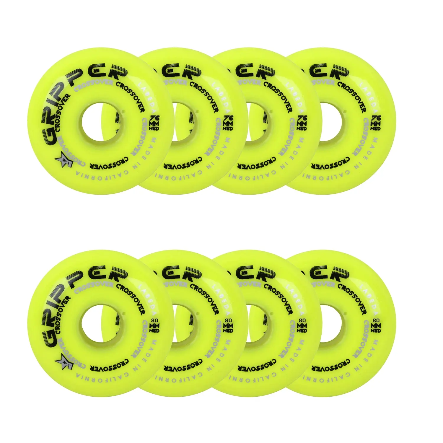 Labeda Roller Hockey Wheels - Gripper Crossover 72/80 HiLo 80A Yellow (8-Pack)