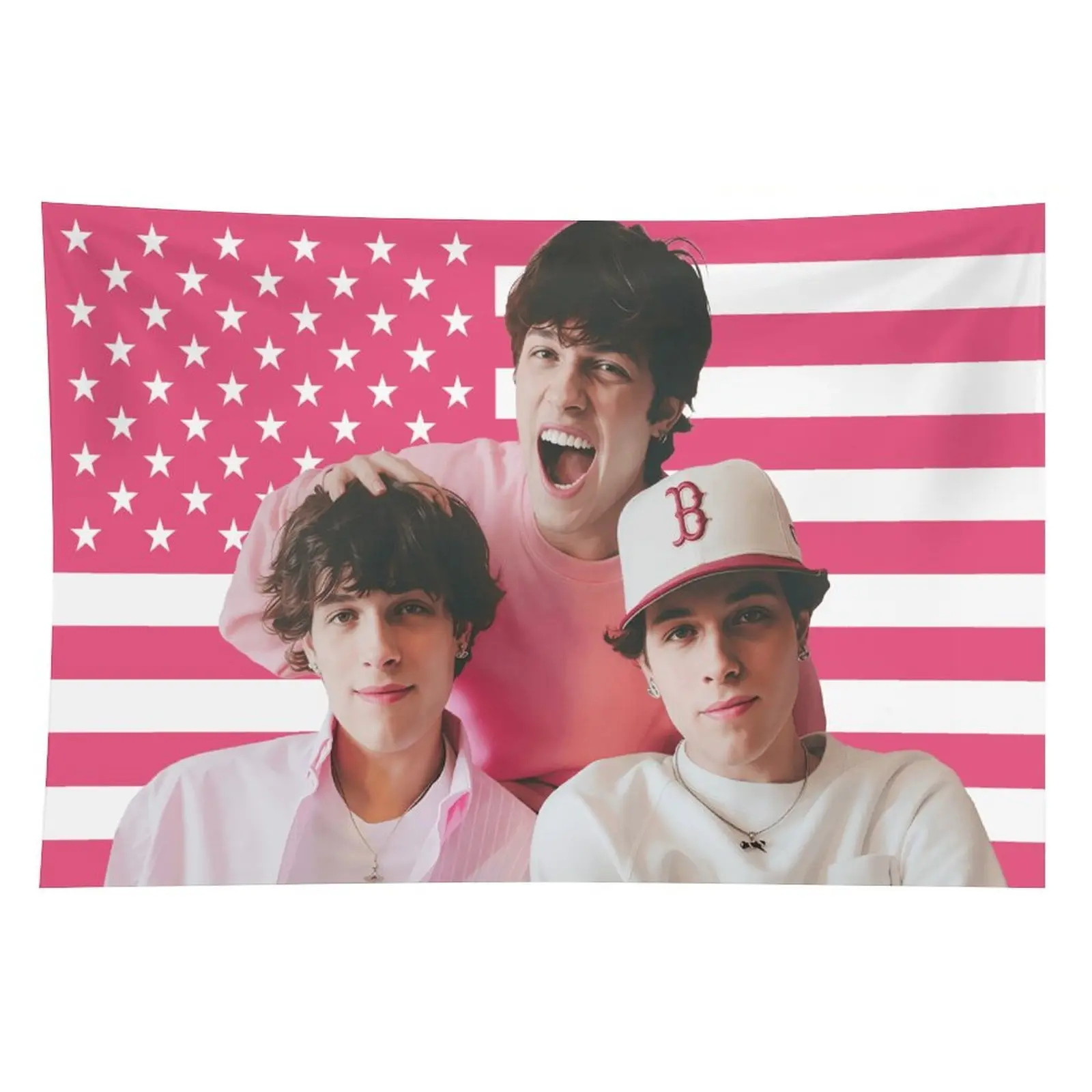 Sturniolo Triplets Print American Flag Tapestry Banner - 60x40in, 1pc, Home Decor Supplies, Americana Room Art, Bedroom Wall Hanging Accent