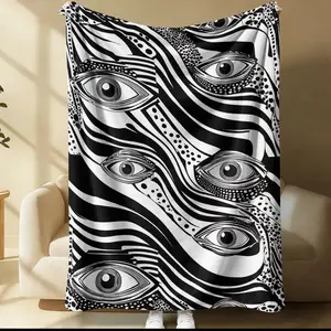 & Zebra Stripe Eye Pattern Flannel Blanket, Soft and Skin-Friendly, Art Aesthetic Design, Durable Lightweight for Adults Kids