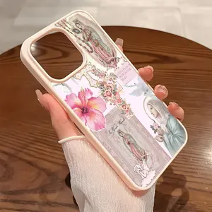 Premium Magnetic Phone Cases for iPhone 11-17/Pro Max Virgin Mary Cross Hibiscus Flower y2k cased MagSafe Ready Anti-Fall Ultra-Thin Design Protection Cover Lightweight & Shockproof