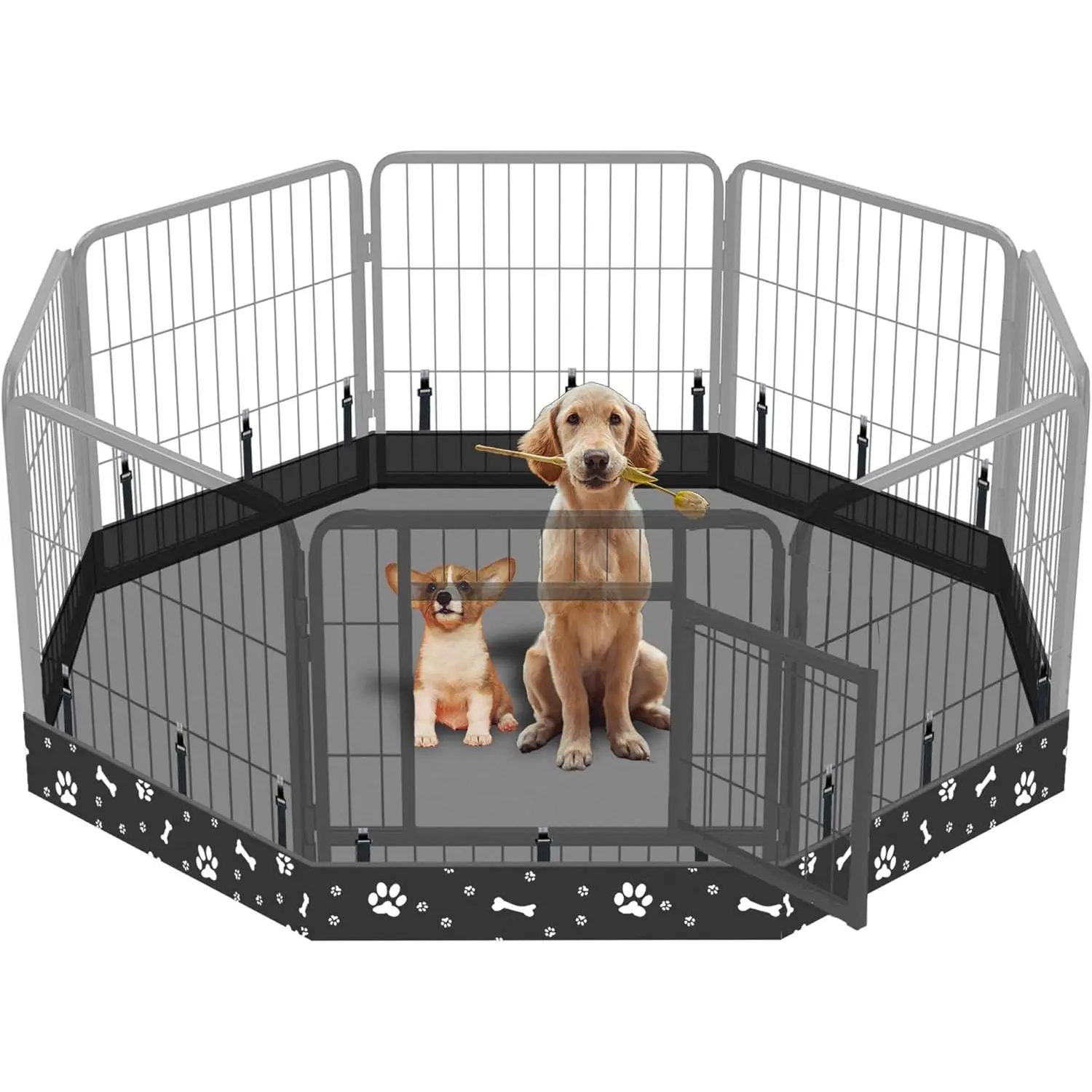 Dog Playpen Bottom Pad Fits for  Inch  Panels Metal Exercise Pet Playpen, Dog Crate Pad Puppy Playpen Pad, Elastic Band Connections. (Note: Playpen Not Included) -Black