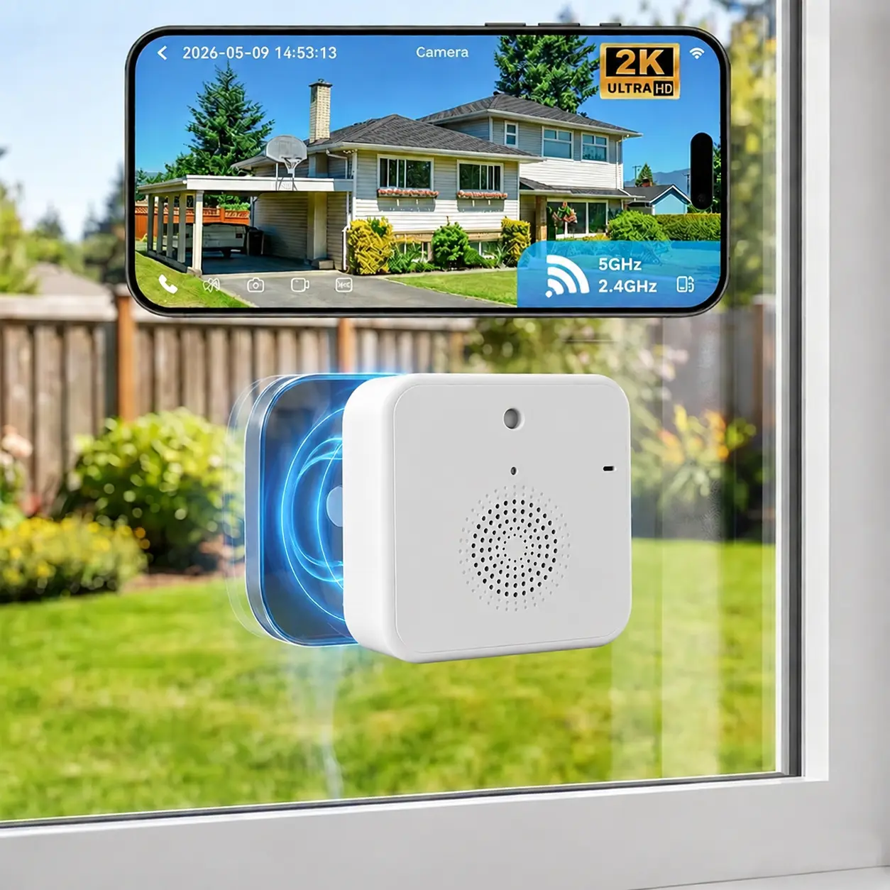 4MP 2.5K Window Security Cameras for Home, Wireless Magnetic Security Cameras, 6S Pre-Roll, Dual-Band 5G/2.4GHz WiFi Indoor Cameras for Home Security, Anti-Glare Color Night Vision, AI Human&Motion Detection,Magnetic No Drill Setup