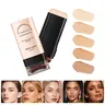 Dual-Ended Solid Stick Blending Concealer & Foundation Pack (5-Color Shades) - Alcohol-Free Cosmetic, Brightening, Pore-Minimizing, Blemishes/Blackheads Coverage, Acne Mark Fix, Even Skin Tone for Adults (All Skin Types, Any Use, With Bottle)