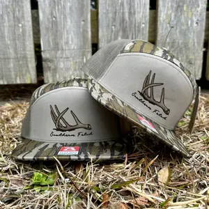 Antler SF 7 Panel Trucker Hat, Whitetail Deer Hunting Snapback Cap, Flat Bill Outdoor Mesh Back Hat, Buck Season Deer Camp Gift for Men