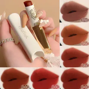 6 Colors Matte & Satin Lipstick, Lip Stain & Lip Gloss, Long-Lasting Transfer-Proof Waterproof Lip Makeup, Non-Sticky Sheer Finish, Nude, Plum, Wine Red & Berry Shades, Daily Wear Lipsticks for Swimming