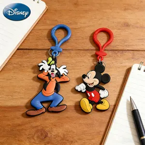 1PC Disney  Officially Licensed Mickey Goofy Keychain Collectible Adorable Animal Anime Peripheral Backpack Decoration Car key Pendant Desk Ornament Durable PVC Rubber Gift