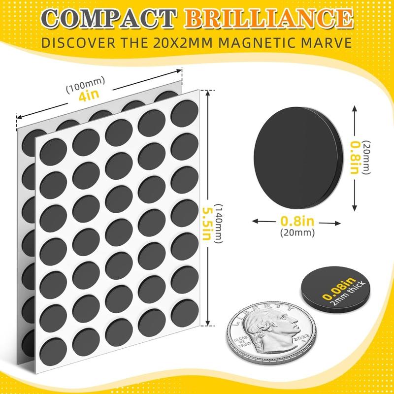 70 Pcs Round Magnets with Adhesive Backing, Flexible Self Adhesive Magnets For Crafts, Magnetic Tape, Magnetic Strips, Small Sticky Magnetic Dots For Hanging & Organizing Light Objects