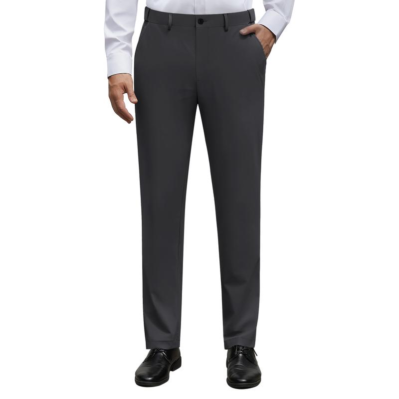 ELENCOCO Stretch Dress Pants No Iron Golf Pants Expandable Waist Flat Front Business Casual Pants Menswear Trouser Underwear  Pocket Beige Plain Outdoorfun,Father's Day gift,Tiktok shop deals,Gifts for him,Valentines day outfit