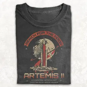 Vintage Artemis II Moon Mission Comfort Colors Shirt, Reach For The Moon Graphic Tee, Astronaut Crew Names Space Gift, Retro SLS Rocket T-Shirt, Space Exploration Fan Shirt