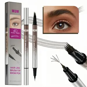 4-Tip Microblading Brow Pen – Fuller Natural Brows in Seconds  Waterproof, Smudge-Proof & Beginner-Friendly, Light Brown