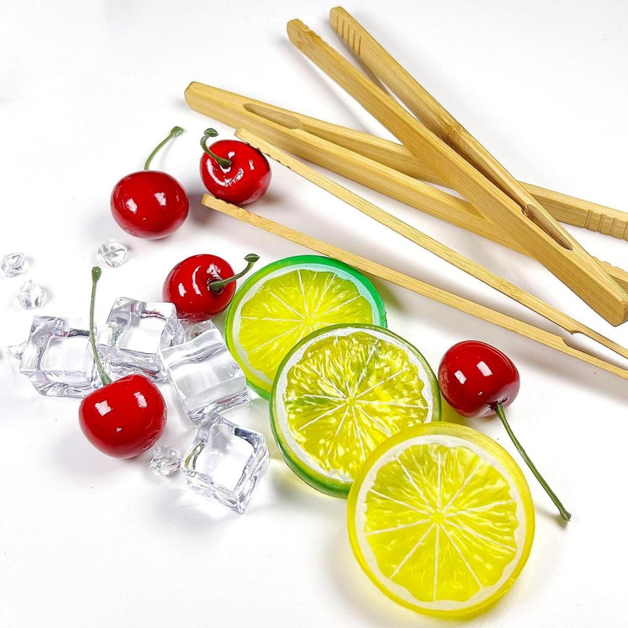 8 Pcs Bamboo Tongs for Toaster, Wooden Toaster Tongs, 7 Inches Mini Wood Cooking Tongs, Reusable Bamboo Toast Tongs, Anti-slip Bamboo Serving Tongs for Salad Toast Bread Fruits Pickles BBQ Utensils