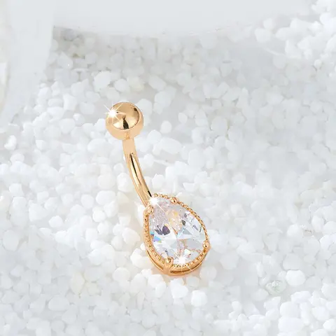 Women's Casual Belly Ring, J Curve Navel Ring, Geometric Rhinestone Design, Stainless Steel Navel Piercing Jewelry, All-Season Body Ornament, Belly Button Rings, Body Jewellery