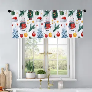 1pc Christmas and New Year printed kitchen curtains Snowman. Festive with watercolor, winter curtains valance window treatment living room bedroom home decor 54 x 18 inch