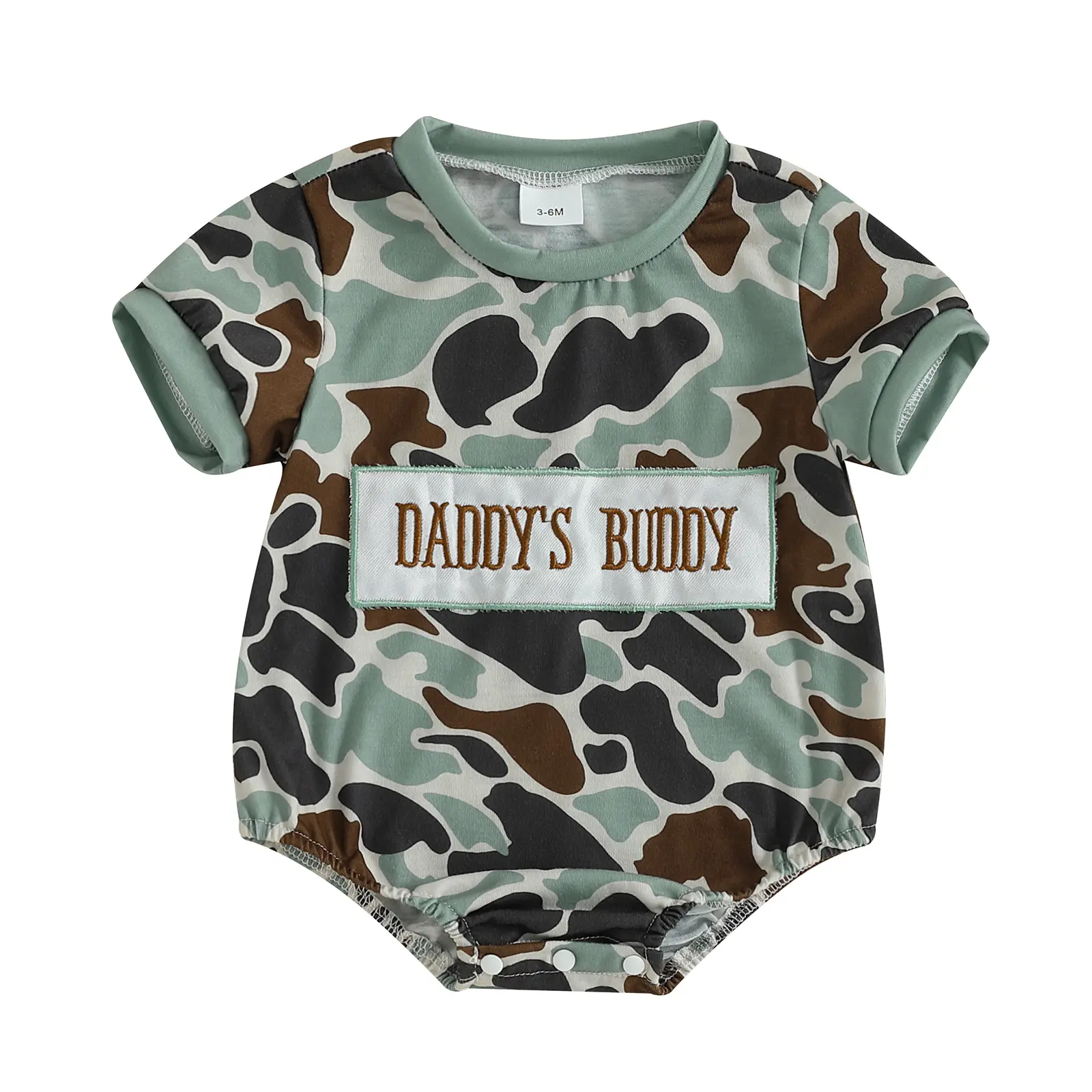 FOCUSNORM Newborn Baby Boy Outfit Daddys Buddy Bubble Camo Romper Dinosaur Short Sleeve Bodysuit Infant Summer Clothes 0-12M