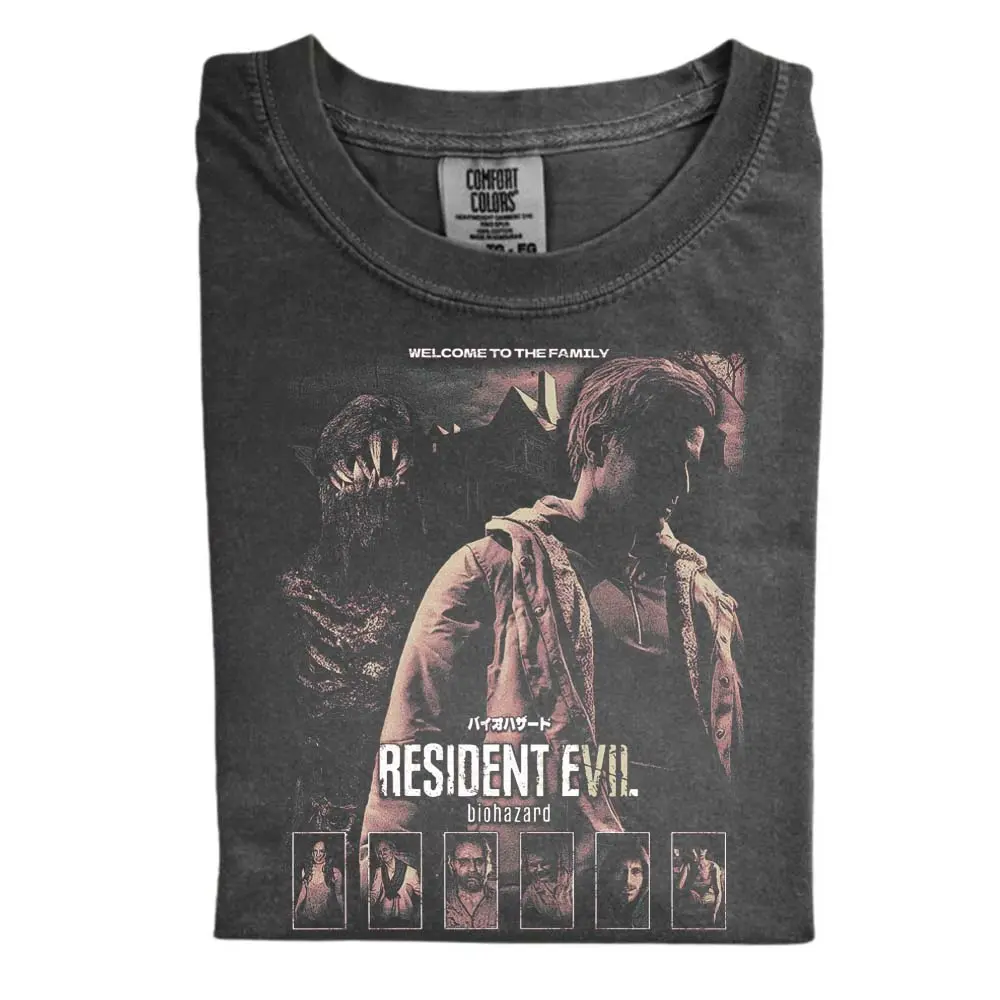 The Resident Evil 7 Biohazard Comfort Color Shirt, Welcome to the Family Tee, Survival Horror Game Shirt, Vintage Game Shirt, Retro Resident Evil Gaming Shirt, Gift for Men, Gift for Women, Crew Neck T-shirt, Trending T-shirt