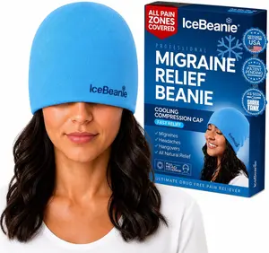 IceBeanie Migraine Relief Cap, As Seen on Shark Tank, Soft & Stretchy Gel Tension Headache Relief Cap, Extended Cooling Hangover Ice Hat, Odorless Head Wrap Ice Pack Wrap, Headache Migraine Mask