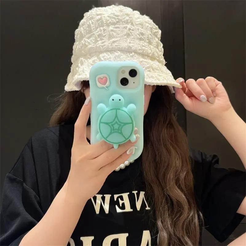 Cute Luminous Turtle Holder Protective Phone Case, Soft Silicone Shell, Decorative Phone Protector Cover, Sensory Phone Decoration, Phone Accessories Compatible with iPhone, Protection, Shockproof Protective Casing, Shockproof Smartphone Cover