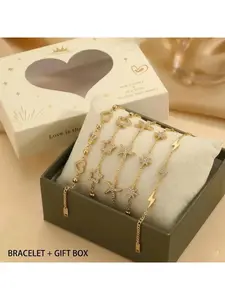 Five piece gift box bracelet, layered style, fashionable bracelet, preferred for gift giving, both layered and single strap look good
