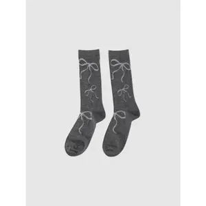 URBAN REVIVO Women's Casual 2026 Summer Bow-Detail Basic Ankle Socks - Made of Viscose, Cotton, and Polyester Fabric