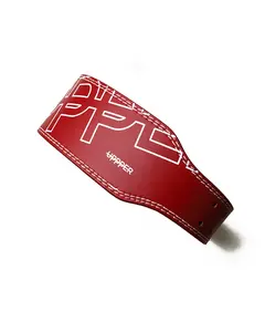 UPPPER Lifting Belt Red - Microfiber Leather, Double-Prong Buckle, 4" to 2.5" Tapered, Weightlifting Support